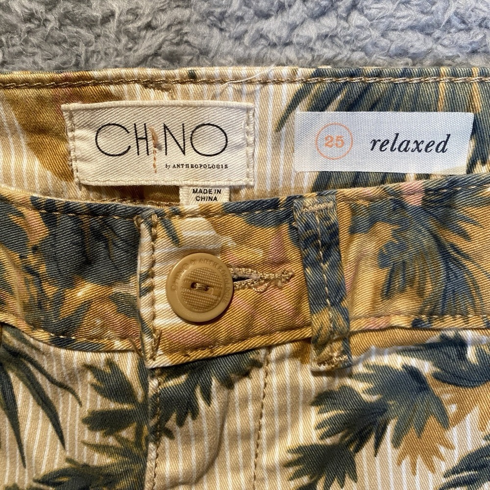 Anthropologie Womens Pants Tropical Floral Print Relaxed Size 25 Straight Beach‎ - Picture 4 of 13